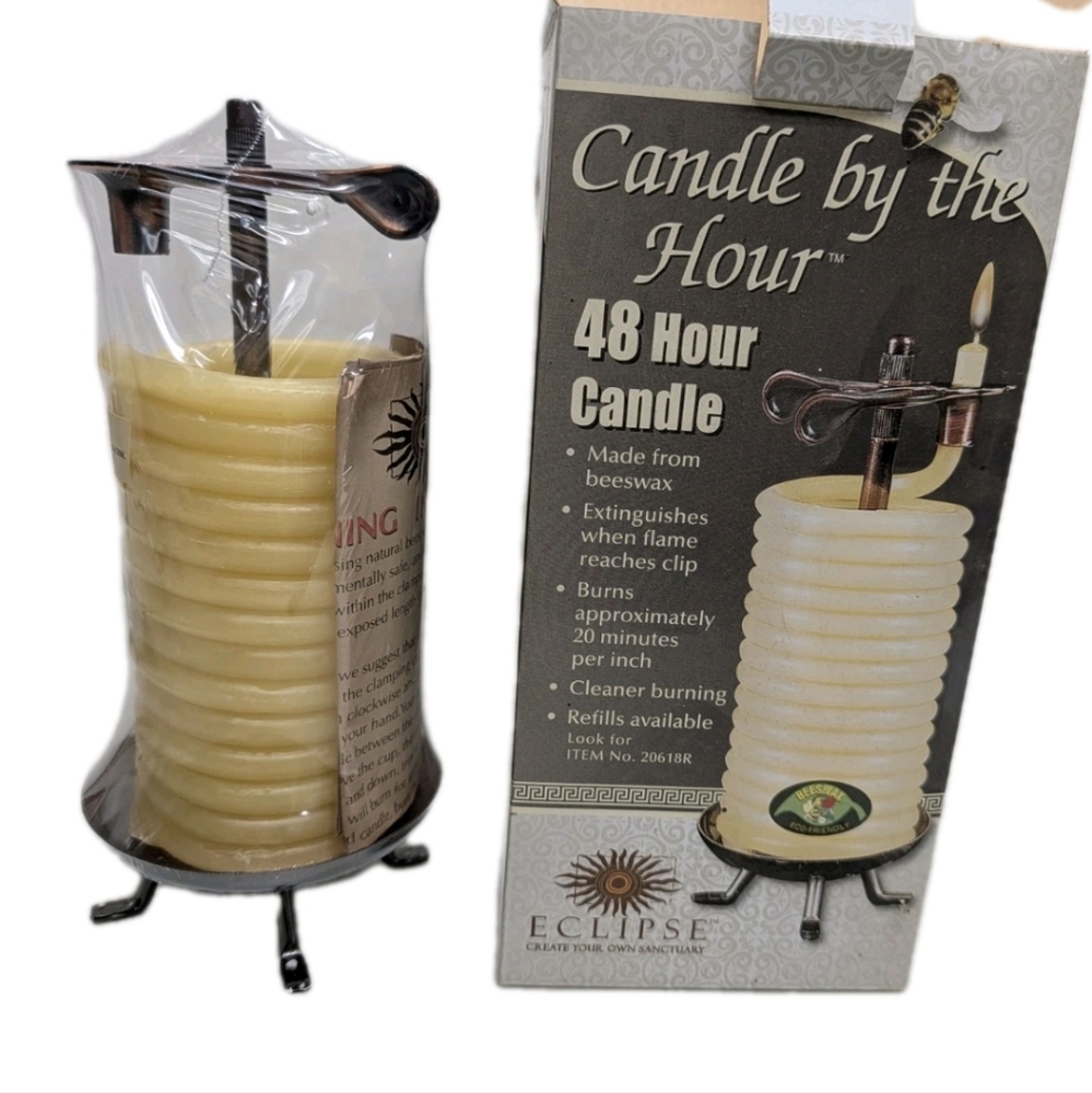 New Candle By The Hour Eclipse Natural Bee's Wax Vintage Victorian 1600s